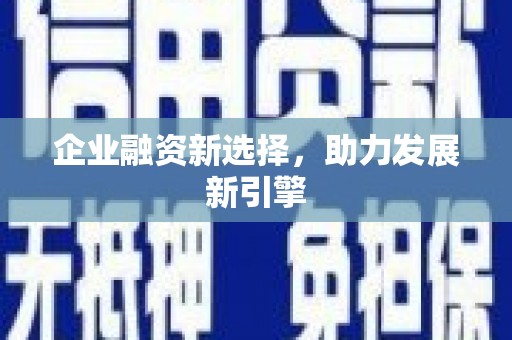 秀山企业融资新选择，助力发展新引擎