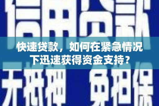 秀山快速贷款，如何在紧急情况下迅速获得资金支持？