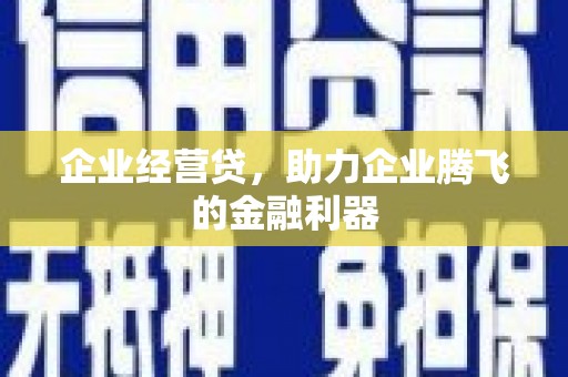 秀山企业经营贷，助力企业腾飞的金融利器