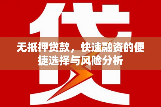 秀山无抵押贷款，快速融资的便捷选择与风险分析