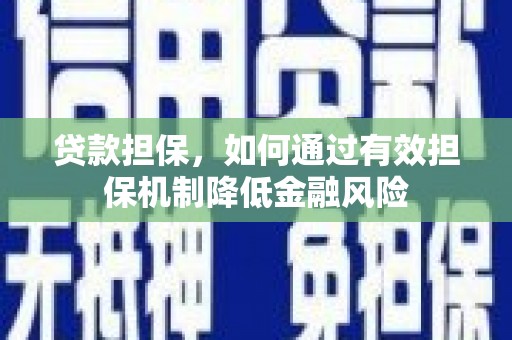 秀山贷款担保，如何通过有效担保机制降低金融风险